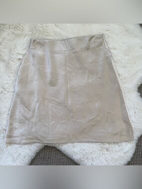 Aritzia Satin A-Line Mini Skirt 2- Light Taupe